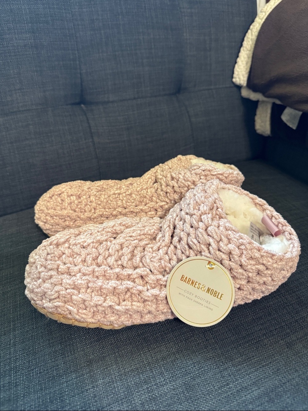 Barnes & Noble Knit Cozy Booties in Dusty Rose